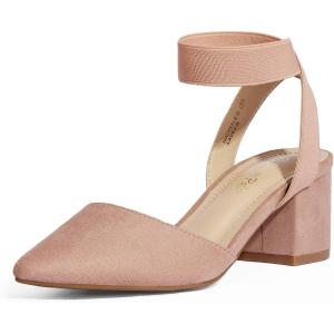 imageDREAM PAIRS Womens Nicholes Low Block Heel PumpsBlushSuede