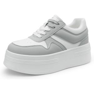 imageDREAM PAIRS Womens Platform Casual SneakersWhiteGrey