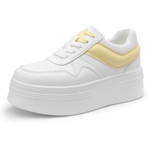 imageDREAM PAIRS Womens Platform Casual SneakersWhiteYellow