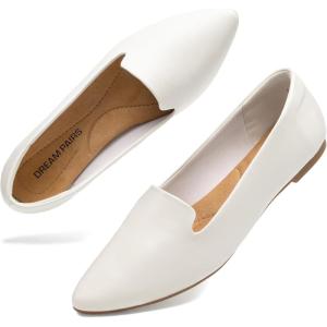 imageDREAM PAIRS Womens Pointed Toe SlipOn Dressy Flat Shoes Comfortable Business Casual Dress Shoes for Office WorkWhite