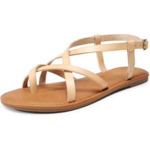 imageDREAM PAIRS Womens Strappy Flat SandalsNude