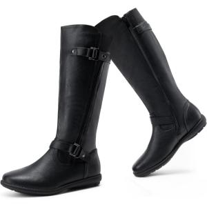 imageDREAM PAIRS Womens Wide Calf Knee High Faux FurLined Flat Fashion Winter Boots with Side ZipperBlack