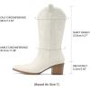 imageDREAM PAIRS Cowboy Boots for Women Cowgirl Western Boots Fashion Embroidery Stitched Chunky Heel Mid Calf BootsAll White