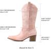 imageDREAM PAIRS Cowboy Boots for Women Cowgirl Western Boots Fashion Embroidery Stitched Chunky Heel Mid Calf BootsLight Pink