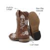 imageDREAM PAIRS Girls Cowboy Boots Floral Embroidered Classic Western Cowgirl Boots Square Toe Mid Calf Side Zipper Horsing Party ToddlerLittleBig KidsBrown