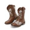 imageDREAM PAIRS Girls Cowboy Boots Floral Embroidered Classic Western Cowgirl Boots Square Toe Mid Calf Side Zipper Horsing Party ToddlerLittleBig KidsBrown