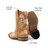 imageDREAM PAIRS Girls Cowboy Boots Floral Embroidered Classic Western Cowgirl Boots Square Toe Mid Calf Side Zipper Horsing Party ToddlerLittleBig KidsCamel