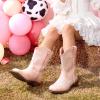 imageDREAM PAIRS Girls Cowboy Boots Floral Embroidered Classic Western Cowgirl Boots Square Toe Mid Calf Side Zipper Horsing Party ToddlerLittleBig KidsPink