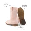 imageDREAM PAIRS Girls Cowboy Boots Floral Embroidered Classic Western Cowgirl Boots Square Toe Mid Calf Side Zipper Horsing Party ToddlerLittleBig KidsPink