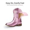 imageDREAM PAIRS Girls Cowboy Boots Floral Embroidered Classic Western Cowgirl Boots Square Toe Mid Calf Side Zipper Horsing Party ToddlerLittleBig KidsPurple