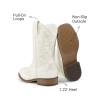 imageDREAM PAIRS Girls Cowboy Boots Floral Embroidered Classic Western Cowgirl Boots Square Toe Mid Calf Side Zipper Horsing Party ToddlerLittleBig KidsWhite