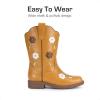 imageDREAM PAIRS Girls Cowboy Cowgirl Boots Floral Embroidered Western Square Toe Mid Calf Toddler Little Big Kid for Birthday Party ConcertCamel