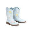 imageDREAM PAIRS Girls Cowboy Cowgirl Boots Floral Embroidered Western Square Toe Mid Calf Toddler Little Big Kid for Birthday Party ConcertLight Blue