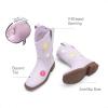 imageDREAM PAIRS Girls Cowboy Cowgirl Boots Floral Embroidered Western Square Toe Mid Calf Toddler Little Big Kid for Birthday Party ConcertLight Purple