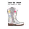imageDREAM PAIRS Girls Cowboy Cowgirl Boots Floral Embroidered Western Square Toe Mid Calf Toddler Little Big Kid for Birthday Party ConcertSilver
