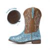 imageDREAM PAIRS Girls Cowgirl Boots Glitter Toddler Cowboy Boots Child Mid Calf Riding Shoes Party Birthday Dress Up for ToddlerLittleBig KidBlue