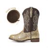imageDREAM PAIRS Girls Cowgirl Boots Glitter Toddler Cowboy Boots Child Mid Calf Riding Shoes Party Birthday Dress Up for ToddlerLittleBig KidGold