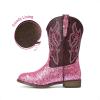 imageDREAM PAIRS Girls Cowgirl Boots Glitter Toddler Cowboy Boots Child Mid Calf Riding Shoes Party Birthday Dress Up for ToddlerLittleBig KidPink