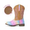 imageDREAM PAIRS Girls Cowgirl Boots Glitter Toddler Cowboy Boots Child Mid Calf Riding Shoes Party Birthday Dress Up for ToddlerLittleBig KidRainbow