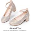 imageDREAM PAIRS Girls Dress Shoes Chunky High Heels Ankle Strap Party Wedding Princess Pump for Little Big KidGold