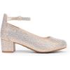 imageDREAM PAIRS Girls Dress Shoes Chunky High Heels Ankle Strap Party Wedding Princess Pump for Little Big KidGold