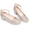 imageDREAM PAIRS Girls Dress Shoes Chunky High Heels Ankle Strap Party Wedding Princess Pump for Little Big KidGold