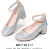 imageDREAM PAIRS Girls Dress Shoes Chunky High Heels Ankle Strap Party Wedding Princess Pump for Little Big KidSilver