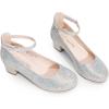 imageDREAM PAIRS Girls Dress Shoes Chunky High Heels Ankle Strap Party Wedding Princess Pump for Little Big KidSilver