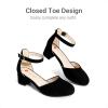 imageDREAM PAIRS Girls Dress Shoes Closed Toe High Heels Ankle Strap Toddler Little Big Kid Wedding Flower Party PumpAll Black