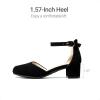 imageDREAM PAIRS Girls Dress Shoes Closed Toe High Heels Ankle Strap Toddler Little Big Kid Wedding Flower Party PumpAll Black