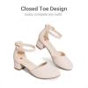 imageDREAM PAIRS Girls Dress Shoes Closed Toe High Heels Ankle Strap Toddler Little Big Kid Wedding Flower Party PumpAll Nude