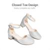 imageDREAM PAIRS Girls Dress Shoes Closed Toe High Heels Ankle Strap Toddler Little Big Kid Wedding Flower Party PumpAll Silver