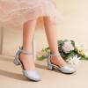 imageDREAM PAIRS Girls Dress Shoes Closed Toe High Heels Ankle Strap Toddler Little Big Kid Wedding Flower Party PumpAll Silver