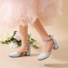 imageDREAM PAIRS Girls Dress Shoes Closed Toe High Heels Ankle Strap Toddler Little Big Kid Wedding Flower Party PumpAll Silver