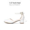 imageDREAM PAIRS Girls Dress Shoes Closed Toe High Heels Ankle Strap Toddler Little Big Kid Wedding Flower Party PumpAll White