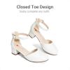 imageDREAM PAIRS Girls Dress Shoes Closed Toe High Heels Ankle Strap Toddler Little Big Kid Wedding Flower Party PumpAll White