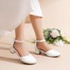 imageDREAM PAIRS Girls Dress Shoes Closed Toe High Heels Ankle Strap Toddler Little Big Kid Wedding Flower Party PumpAll White