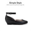 imageDREAM PAIRS Girls Dress Shoes Low Wedge Heels Ankle Strap Wedding Flower Party Pump for Toddler Little Big KidAll Black
