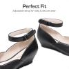 imageDREAM PAIRS Girls Dress Shoes Low Wedge Heels Ankle Strap Wedding Flower Party Pump for Toddler Little Big KidAll Black
