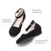 imageDREAM PAIRS Girls Dress Shoes Low Wedge Heels Ankle Strap Wedding Flower Party Pump for Toddler Little Big KidBlack
