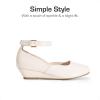 imageDREAM PAIRS Girls Dress Shoes Low Wedge Heels Ankle Strap Wedding Flower Party Pump for Toddler Little Big KidIvory