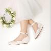 imageDREAM PAIRS Girls Dress Shoes Low Wedge Heels Ankle Strap Wedding Flower Party Pump for Toddler Little Big KidIvory