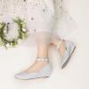 imageDREAM PAIRS Girls Dress Shoes Low Wedge Heels Ankle Strap Wedding Flower Party Pump for Toddler Little Big KidSilver