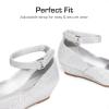 imageDREAM PAIRS Girls Dress Shoes Low Wedge Heels Ankle Strap Wedding Flower Party Pump for Toddler Little Big KidSilver