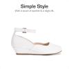 imageDREAM PAIRS Girls Dress Shoes Low Wedge Heels Ankle Strap Wedding Flower Party Pump for Toddler Little Big KidWhite