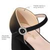 imageDREAM PAIRS Girls Dress Shoes Platform Square Toe High Heels Ankle Strap Party Wedding Flower Pump for Little Big KidBlack