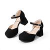 imageDREAM PAIRS Girls Dress Shoes Platform Square Toe High Heels Ankle Strap Party Wedding Flower Pump for Little Big KidBlack