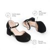 imageDREAM PAIRS Girls Dress Shoes Platform Square Toe High Heels Ankle Strap Party Wedding Flower Pump for Little Big KidBlack