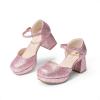 imageDREAM PAIRS Girls Dress Shoes Platform Square Toe High Heels Ankle Strap Party Wedding Flower Pump for Little Big KidPink