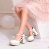 imageDREAM PAIRS Girls Dress Shoes Platform Square Toe High Heels Ankle Strap Party Wedding Flower Pump for Little Big KidWhite
